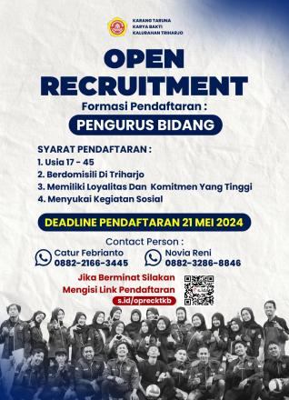 Open Recruitment Anggota Karang Taruna Karya Bakti Kalurahan Triharjo